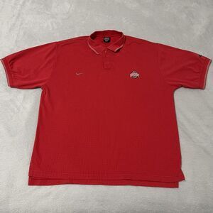VTG Ohio State Buckeyes Polo Shirt Men XL Red Nike Waffle Knit Check Season 2003